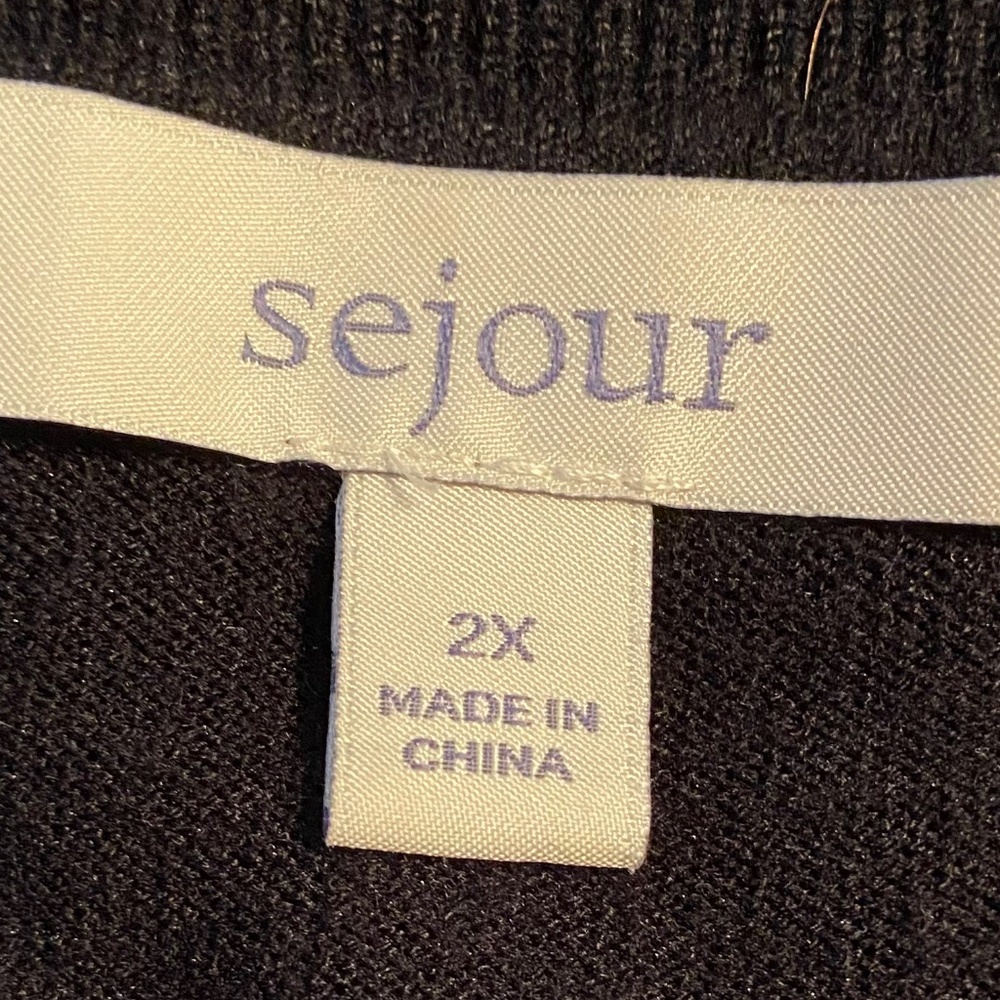 Sejour Black 3/4 Sleeve Cardigan Sweater Plus Size 2X - Picture 6 of 8